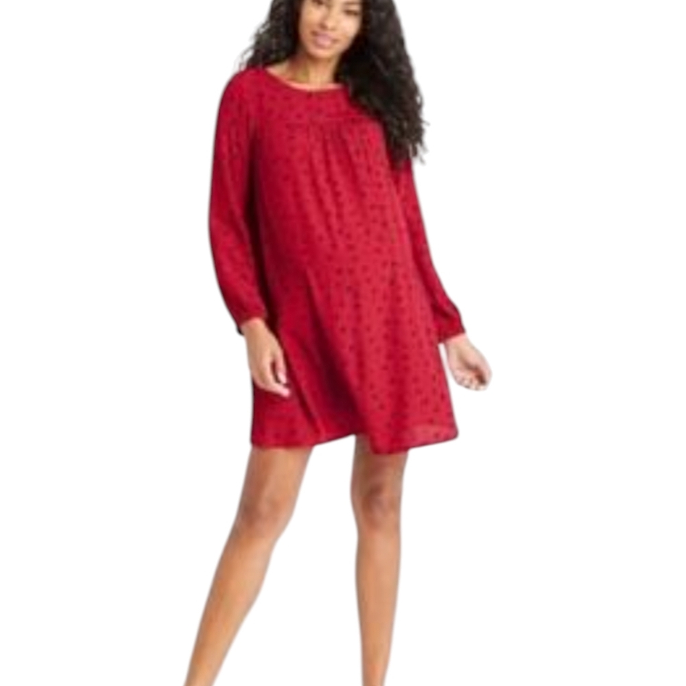 The Nines By Hatch Red Print Maternity Rayon Dress Sz M
